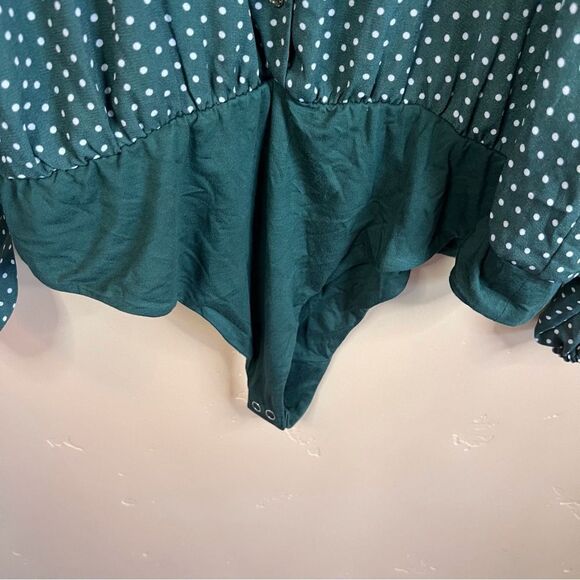 NWT‎ Draper James RSVP Womens Blouse Bodysuit Green Polka Dots Size XXL Career - Picture 4 of 7